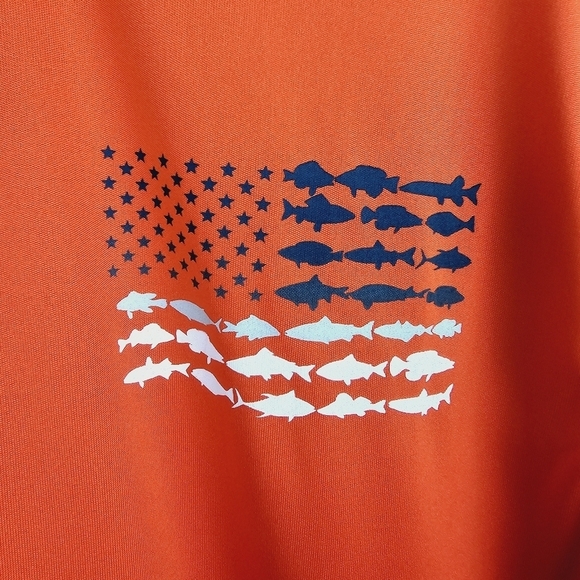 The American Outdoorsman Orange Long Sleeve Fishing Shirt UPF 50 Protection NWT - Picture 7 of 11